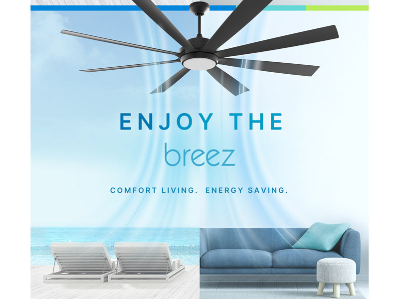 ceiling fan 72 inches 8-blade LED light