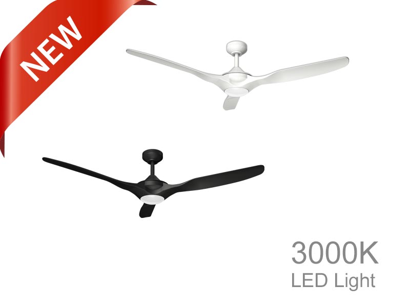 ceiling fan 52 inches 3-blade. Matte white or matte black finish